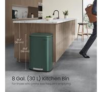 Songmics Rubbish Bin For The Kitchen, Soft Close Steel Pedal Bin, Step-On Trash Can With Inner Bucket, Retro Green