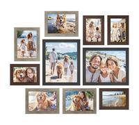 10 Pieces Picture Frame, Maroon Brown + Heather Greige + Ash Black