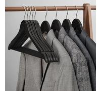 SONGMICS Set of 10 Wooden Hangers with Non Slip Bar & Notches in Black SONGMICS Black