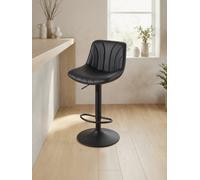 Songmics Set Of 2 Adjustable Bar Stools, Pu Swivel Chairs With Backrests Footrest, Black