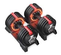 SONGMICS Set of 2 Adjustable Dumbbells, 12.5KG/18KG/24KG Pair, Quick Dial, Space-Saving, Non-Slip Handle, Storage Tray, Home Gym Strength Training