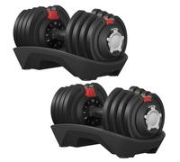 Songmics Set Of 2 Adjustable Dumbbells, Quick Dial Weights 1.5-12.5 Kg, Compact Storage For Home Fitness, Black And Red
