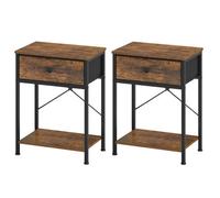 Songmics Set Of 2 Bedside Tables With Drawer, Nightstands With Shelf, Brown