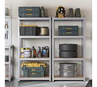 SONGMICS Set of 2 Boltless Garage Shelving Units with 4 Tiers in Silver SONGMICS Silver