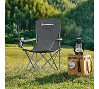 Songmics Set Of 2 Camping Folding Chairs, Heavy Duty, Comfortable With Drink Holders, Grey