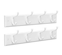 SONGMICS Set of 2 Coat Racks, Wall-Mounted Coat Hook, 8 Dual Metal Hooks, for Coats, Bags, in The Hallway, Bedroom, Living Room, White LHR232W01
