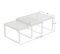 SONGMICS Spice Racks, Set of 2 Cupboard Organisers, Kitchen Storage, Stackable, Expandable, Metal Counter Shelves, White KCS01WT