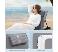 Songmics Set Of 2 Deck Beach Chairs Mats, Adjustable Backrest, Lightweight And Easy To Carry, For Camping Garden Pool, Slate Grey