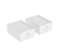 SONGMICS Set of 4 Drawer Organisers, 6-Compartment Closet Organisers, Foldable Wardrobe Clothes Organisers, 42 x 30 x 17 cm, for Pants, Clothes, Classic White RUS009W04
