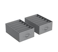 SONGMICS Set of 4 Drawer Organisers, 6-Compartment Closet Organisers, Foldable Wardrobe Clothes Organisers, 42 x 30 x 17 cm, for Pants, Clothes, Dove Grey RUS009G04