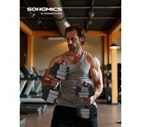 Songmics Set Of 2 Dumbbell Sets, 30 Kg Weights Each With Connecting Bar, Hexagon, Adjustable Weight Plates