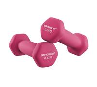 SONGMICS Set of 2 Dumbbells, 2 x 0.5 kg Hand Weights with Neoprene Coating, Hexagonal Dumbbells Pair, Home Workout, Fitness Training Exercise, Pink