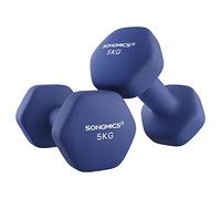 SONGMICS Set of 2 Dumbbells, 2 x 5 kg Hand Weights with Neoprene Coating, Hexagonal Dumbbells Pair, Home Workout, Fitness Training Exercise, Harbor Blue SYL910Q01