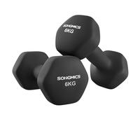 SONGMICS Set of 2 Dumbbells, 2 x 6 kg Hand Weights with Neoprene Coating, Hexagonal Dumbbells Pair, Home Workout, Fitness Training Exercise, Ink Black SYL160B01