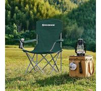 Songmics Set Of 2 Foldable Outdoor Chairs, Sturdy And Comfortable Design With Cup Holders, Dark Green