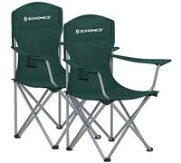 SONGMICS Set of 2 Folding Chairs, Camping Chairs, Comfortable Heavy Duty Structure, Max. Load 150 kg, with Drink Holder, Outdoor Chair