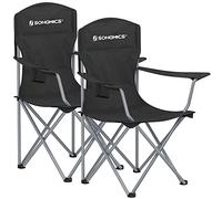 SONGMICS Set of 2 Folding Chairs, Camping Chairs, Comfortable Heavy Duty Structure, Max. Load 150 kg, with Drink Holder, Outdoor Chair