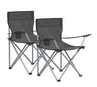 SONGMICS Set of 2 Folding Camping Chairs, Portable, 120 kg Capacity | Outdoor Chair with Armrests, Cup Holder, for Garden, Fishing, Beach, Balcony, Grey and Silver, Sandy Collection GCB001G11