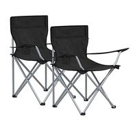 SONGMICS Set of 2 Folding Camping Chairs, Portable, 120 kg Capacity | Outdoor Chair with Armrests, Cup Holder, for Garden, Fishing, Beach, Balcony, Black, SANDY Collection GCB01BK