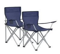 SONGMICS Set of 2 Folding Camping Chairs, Portable, 120 kg Capacity | Outdoor Chair with Armrests, Cup Holder, for Garden, Fishing, Beach, Balcony, Dark Blue, SANDY Collection GCB01IN