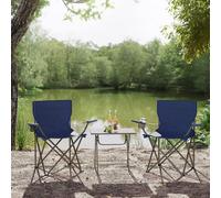 SONGMICS Set of 2 Folding Camping Chairs with Armrests & Cup Holder in Dark Blue SONGMICS Dark Blue