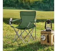 SONGMICS Set of 2 Folding Camping Chairs with Armrests & Cup Holder in Dark Green SONGMICS Dark Green