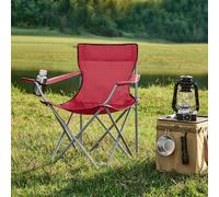 SONGMICS Set of 2 Folding Camping Chairs with Armrests & Cup Holder in Red SONGMICS Red