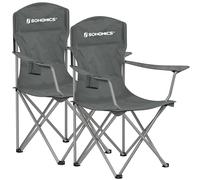 SONGMICS Set of 2 Folding Chairs, Camping Chairs, Comfortable Heavy Duty Structure, Max. Load 150 kg, with Drink Holder, Outdoor Chair
