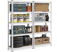 SONGMICS Set of 2 Garage Shelving Units Bundle, Heavy Duty | Adjustable Shelving, 100 x 50 x 200 cm, 175 kg per Tier, No Screw, Workshop Storage, Shed Organiser