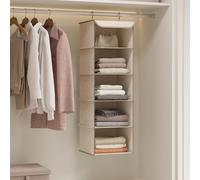 SONGMICS Set of 2 Hanging Wardrobe Storage Foldable Clothes Organizers in Light Brown SONGMICS Light Brown