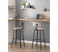 Songmics Set Of 2 Kitchen Counter Chairs With High Backrest, Tall Bar Seats, Steel Frame, Industrial, Greige And Black