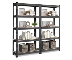 SONGMICS Set of 2 Shelving Units, Bundle | Heavy Duty Garage Shelving, Adjustable Storage Shelves, 650 kg Load Capacity, Metal Frame, COZORY Collection