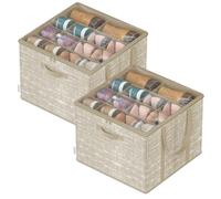 SONGMICS Set of 2 Shoe Organisers, Fits up to 16 Pairs Each, Shoe Storage Boxes, Fabric Bin with Handles and Transparent Lid, for Closet, Bedroom, Entryway, Cappuccino Beige LSP602LF01