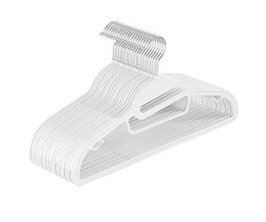 SONGMICS Set of 20 Plastic Hangers, Coat Hangers with U-Shaped Opening, Space-Saving, 0.5 cm Thick, 41.5 cm Long, 360° Swivel Hook, White CRP041W02