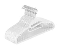 SONGMICS Set of 20 Plastic Hangers, Coat Hangers with U-Shaped Opening, Space-Saving, 0.5 cm Thick, 41.5 cm Long, 360° Swivel Hook, White CRP041W02