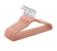 SONGMICS Set of 20 Velvet Hangers, 41.5 cm Wide, Space-Saving, High Load Capacity, with 360° Swivel Hooks, for Coats Shirts Suits, Silver and Light Pink CRF026R20