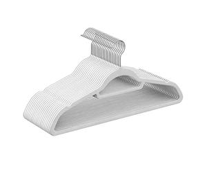 SONGMICS Set of 20 Velvet Hangers Hangers Non-Slip Small Bar for Ties 360° Rotating Hook 0.6 cm Thick Space Saving 43.5 cm Long for Coats Trousers Silver White CRF020W01