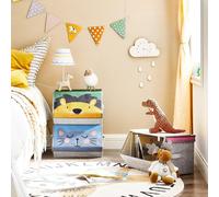 SONGMICS Set of 3 Kids Storage Stackable Toy Boxes Folding Organizers in Cream SONGMICS Cream