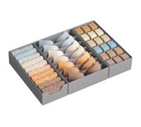 SONGMICS Set of 3 Underwear Drawer Organisers, Foldable | Clothes Drawer Organisers, for IKEA MALM, Divided and Undivided, Dove Grey, TINA Collection RUS019GD01