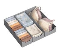 SONGMICS Set of 3 Underwear Drawer Organisers, Foldable | Clothes Drawer Organisers, for IKEA PAX Wardrobe, Undivided, 19/22 x 50 x 10 cm, Dove Grey, TINA Collection RUS017GD01