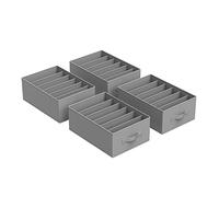 SONGMICS Set of 4 Drawer Organisers, 6-Compartment Closet Organisers, Foldable Wardrobe Clothes Organisers, 42 x 30 x 17 cm, for Pants, Clothes, Dove Grey RUS009G04