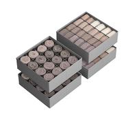 SONGMICS Set of 4 Drawer Organisers, 80 Compartments (2x16+2x24), Foldable Closet Organiser, 30 x 30 x 10 cm, Boxes for Socks, Underwear, Belts, Dove Grey RUS011G01