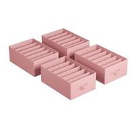 SONGMICS Set of 4 Drawer Organisers, 6-Compartment, 42 x 30 x 17 cm | Foldable Closet Organisers, for Pants, Clothes, Jelly Pink, TINA Collection RUS009R01