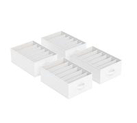 SONGMICS Set of 4 Drawer Organisers, 6-Compartment, 42 x 30 x 17 cm | Foldable Closet Organisers, for Pants, Clothes, White, TINA Collection RUS009W04