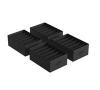 SONGMICS Set of 4 Drawer Organisers, 6-Compartment Closet Organisers, Foldable Wardrobe Clothes Organisers, 42 x 30 x 17 cm, for Pants, Clothes, Classic Black RUS009B04
