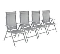 Outdoor Folding Garden Chairs with Adjustable Backrest, Grey / 4