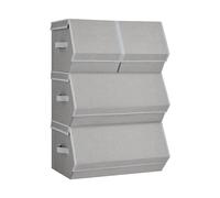 SONGMICS Set of 4 Storage Boxes with Lids, Stackable Wardrobe Storage Organisers, Storage Bins with Magnetic Closures, Fabric Storage Unit, Metal Frame, for Clothes Books, Dove Grey RLB022W01