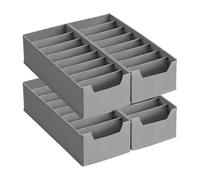 SONGMICS Set of 4 Underwear Drawer Organisers, for IKEA HEMNES and MALM Dressers, with Dividers, Clothes Drawer Dividers, Foldable Closet Sock Organisers, 40 x 16 x 10 cm, Dove Grey RUS014G01