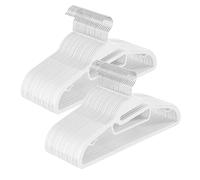 SONGMICS Set of 50 Plastic Hangers, Coat Hangers with U-Shaped Opening, Space-Saving, 0.5 cm Thick, 41.5 cm Long, 360° Swivel Hook, White CRP041W05