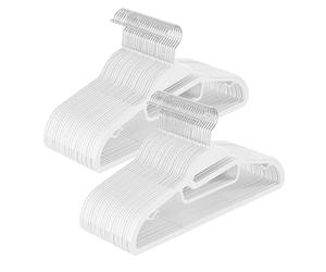 SONGMICS Set of 50 Plastic Hangers, Coat Hangers with U-Shaped Opening, Space-Saving, 0.5 cm Thick, 41.5 cm Long, 360° Swivel Hook, White CRP041W05